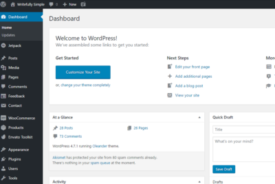 wordpress dashboard